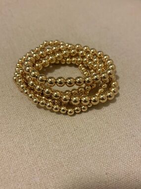 Gold Beaded Stretch Bracelets (stack of 5) by Aqua